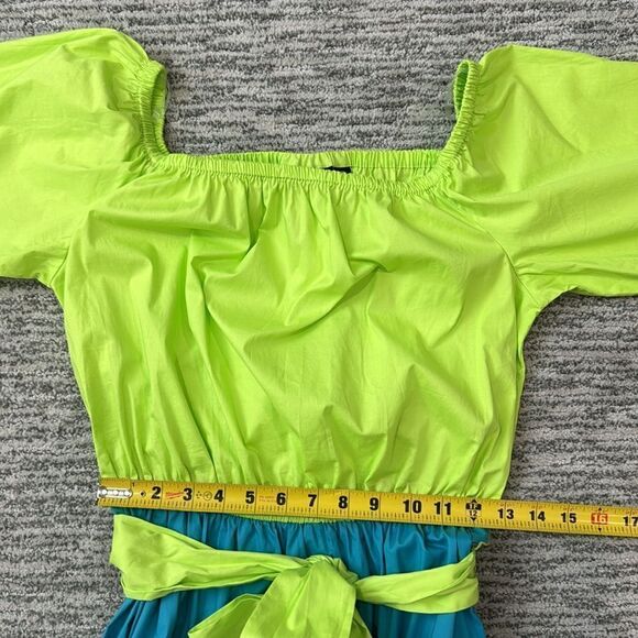 NWT NY& Co Colorblock Off-The-Shoulder Poplin Maxi Dress Medium - Picture 9 of 14